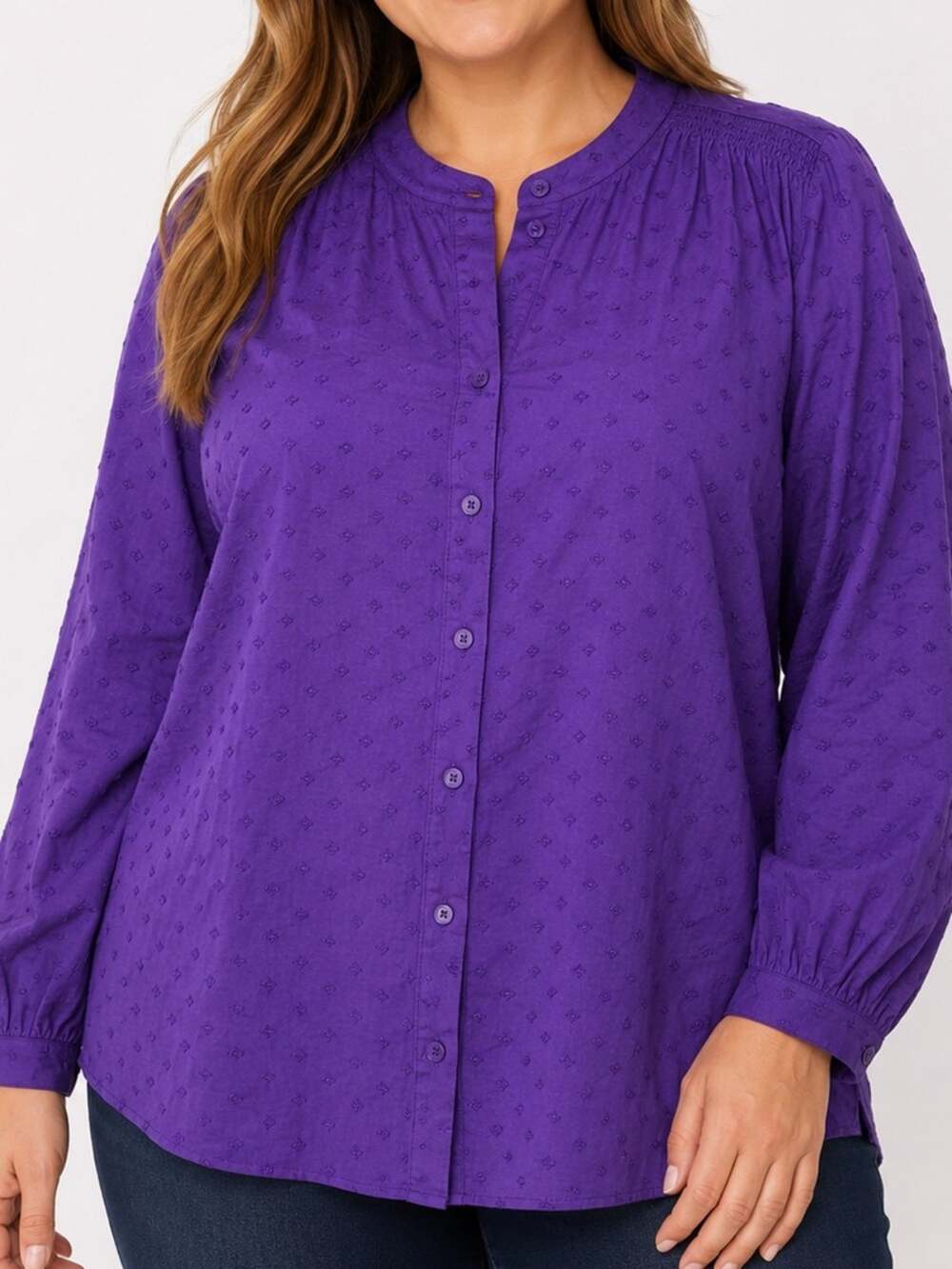 Lane Bryant Purple Embroidered Cotton Peasant Blouse Size 18
